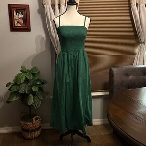 Green Women's tank Dress with pockets